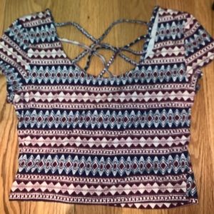 red white abs blue crop top